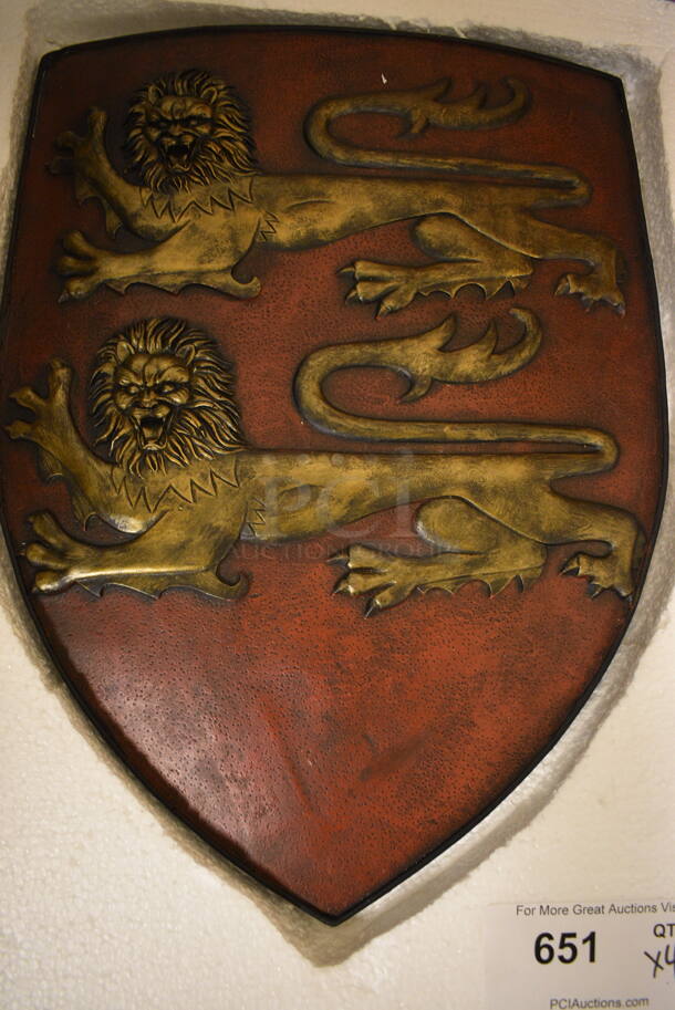 4 BRAND NEW! Medieval Lion Crest Decorative Shields. 4 Times Your Bid!