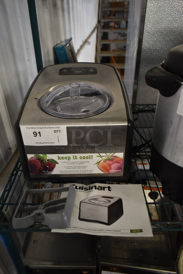 Cuisinart ICL-100 Chrome Finish Countertop Ice Cream Maker. 120 Volts, 1 Phase.  - Image 1 of 8
