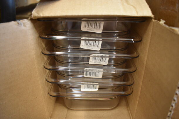 ALL ONE MONEY! Lot of 12 BRAND NEW IN BOX! Cambro Clear Poly 1/4 Size Drop In Bins. 1/4x2