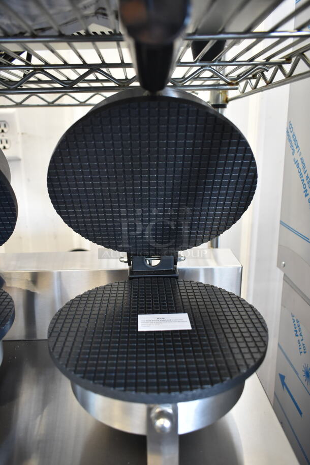 BRAND NEW SCRATCH AND DENT! 2022 Carnival King 382WCM2 Stainless Steel Commercial Countertop Double Waffle Cone Maker. 120 Volts, 1 Phase. Tested and Working! - Image 4 of 6