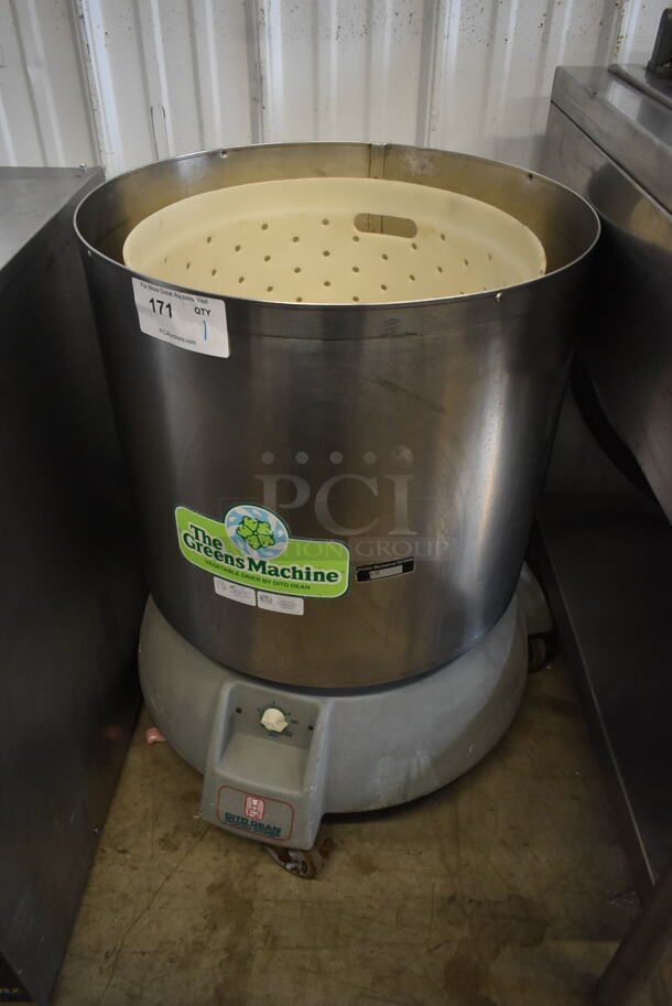 Dito Dean The Greens Machine Stainless Steel Commercial Lettuce Spinner on Commercial Casters. No Lid. Tested and Working!