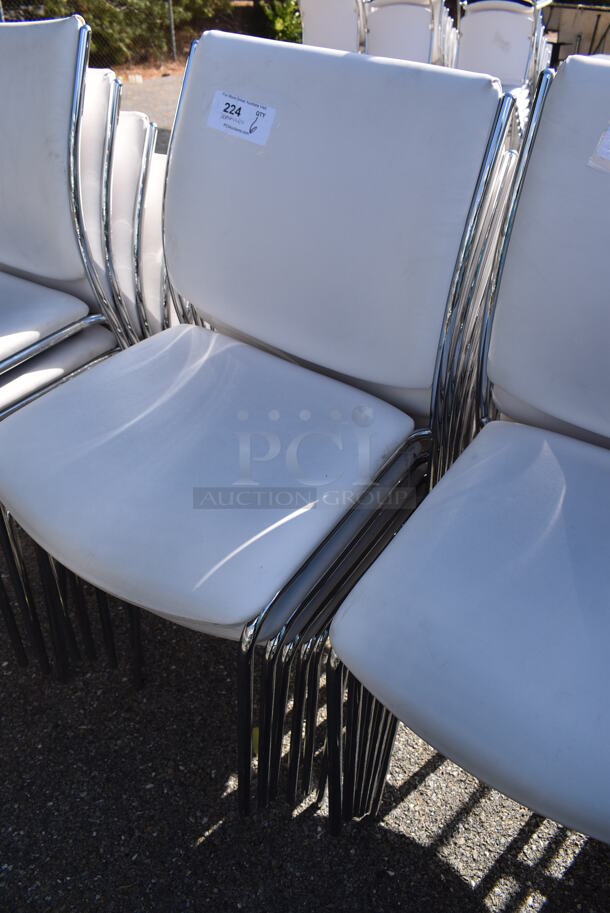 6 White Dining Height Chairs on Chrome Finish Frame. 20x20x35. 6 Times Your Bid! - Image 3 of 5