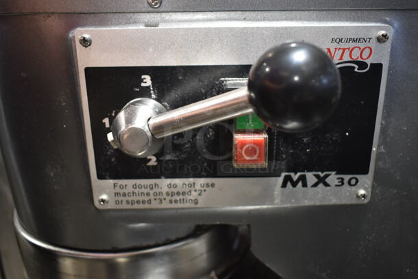 Avantco MX30 Metal Commercial 30 Quart Planetary Dough Mixer w/ Stainless Steel Mixing Bowl, Bowl Guard, Whisk, Paddle and Dough Hook Attachments. Tested and Working! - Image 9 of 9