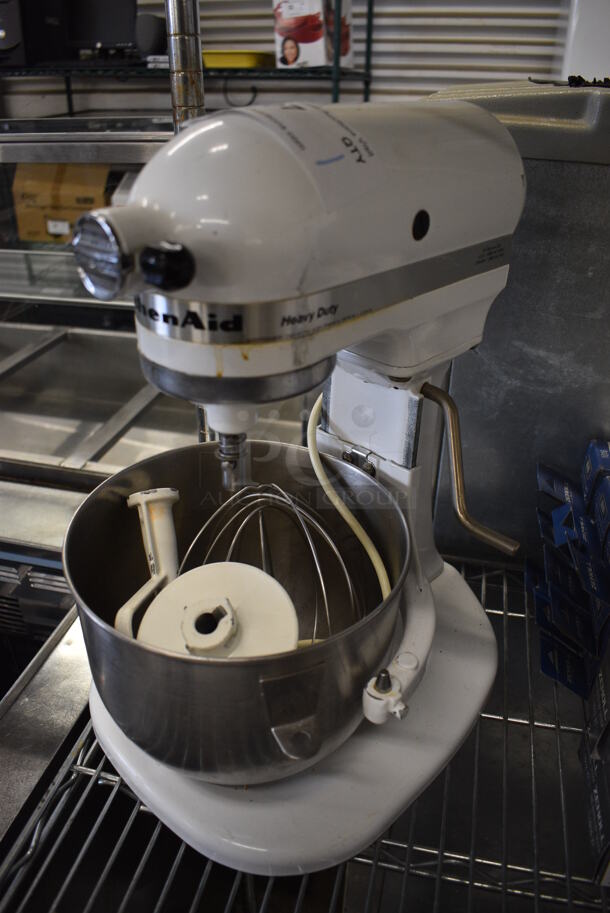 KitchenAid Metal Countertop Planetary Mixer w/ Metal Mixing Bowl, Whisk, Paddle and Dough Hook Attachments. 10x14x17. Tested and Working! - Image 1 of 6