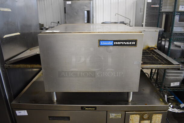 Lincoln Impinger Model 1116-000-A Stainless Steel Commercial Natural Gas Powered Countertop Conveyor Pizza Oven. 62x37x24