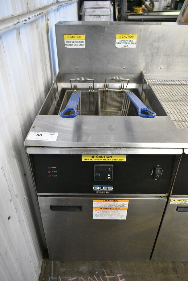 Giles EOF-24 Stainless Steel Commercial Electric Powered 3 Bay Fryer w/ Giles EOF-BIB Dumping Station and 4 Metal Fry Baskets. 480 Volts, 3 Phase. - Image 5 of 12