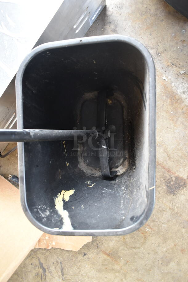 Black Poly Trash Can and Mop Handle. - Image 2 of 4
