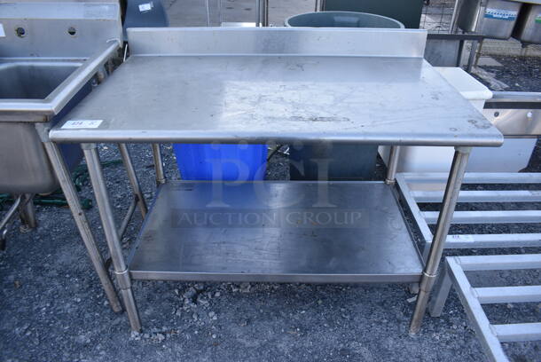 Stainless Steel Commercial Table w/ Back Splash and Under Shelf. 48x30x39
