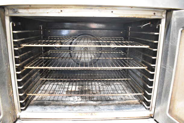 Blodgett Zephaire Stainless Steel Commercial Full Size Natural Gas Powered Convection Oven w/ View Through Doors, Metal Oven Racks and Thermostatic Controls on Metal Legs.  - Image 4 of 5