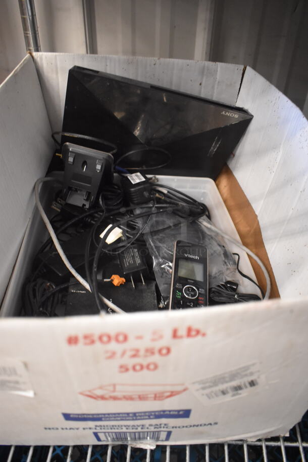 ALL ONE MONEY! 3 Tier Lot Including Dishwasher Caddies and Various Water Glasses, Stainless Steel Drop In Steam Table Pans, Menus, Bus Tubs, Ingredient Bins, Telephones and MORE! - Image 5 of 6