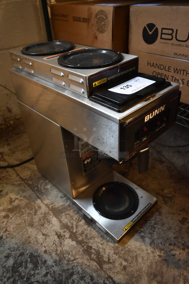 2018 Bunn VP17-3 Stainless Steel Commercial Countertop 3 Burner Coffee Machine w/ Poly Brew Basket. 120 Volts, 1 Phase.  - Image 2 of 8