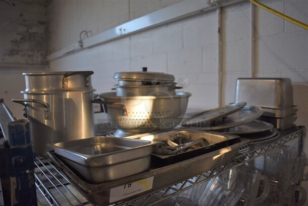 ALL ONE MONEY! Tier Lot of Various Metal Items Including Bins, Colander, Pots and Drop In Bins