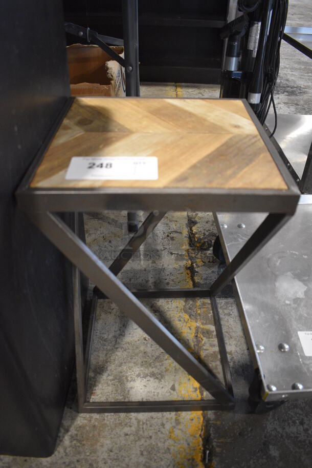 Wooden End Table on Metal Frame. 12x12x19.5 - Image 1 of 3