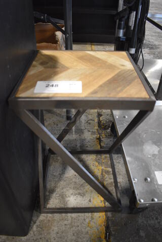 Wooden End Table on Metal Frame. 12x12x19.5