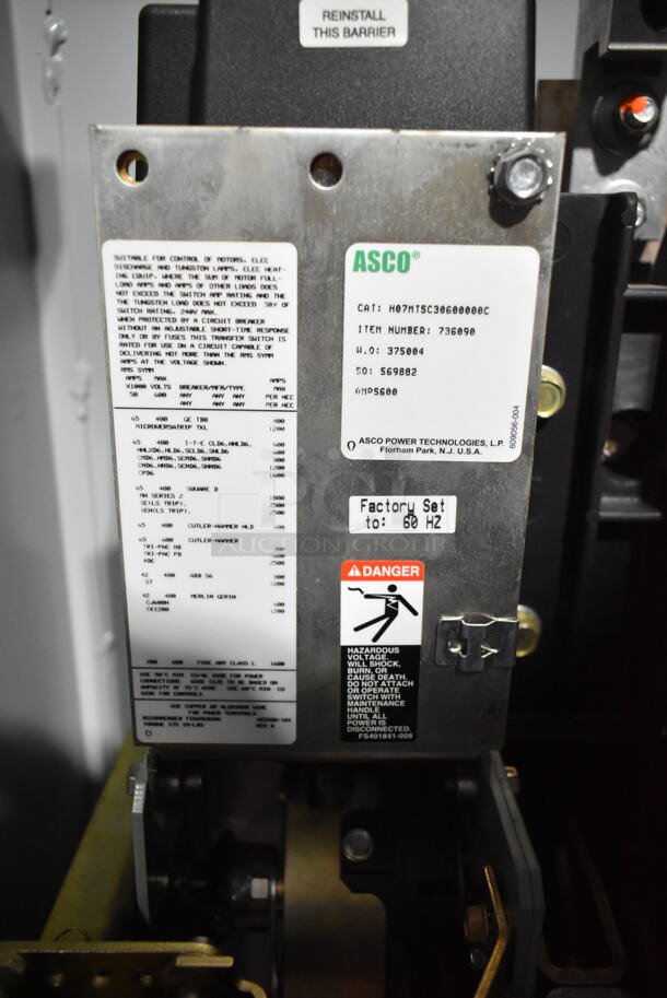 Asco 736090 7000 Series Metal Commercial Non Automatic Transfer Switch.  - Image 10 of 12