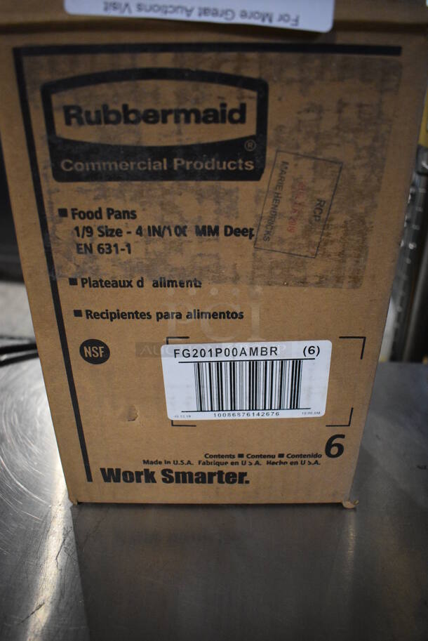 6 BRAND NEW IN BOX! Rubbermaid FG201P00AMBR Amber Poly 1/9 Size Drop In Bins. 1/9x4. 6 Times Your Bid! - Image 5 of 6