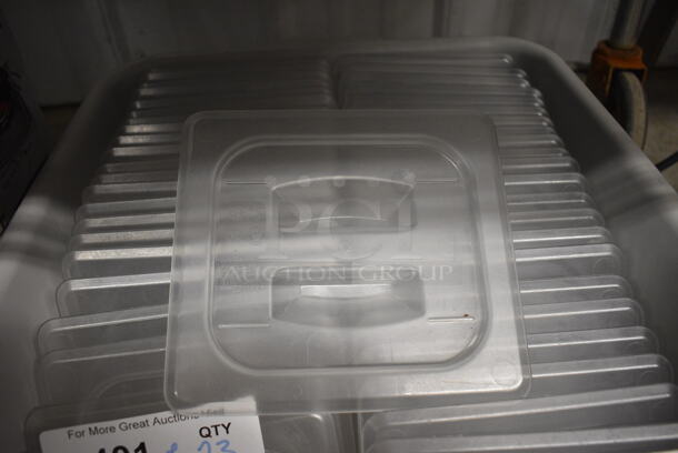 ALL ONE MONEY! Lot of 23 Clear Poly 1/6 Size Drop In Bin Lids! - Image 1 of 2