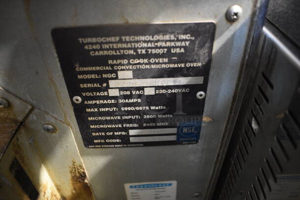 Turbochef Model NGC Stainless Steel Commercial Countertop Electric Powered Rapid Cook Oven. 208/240 Volts, 1 Phase. 26x26x24 - Image 5 of 5