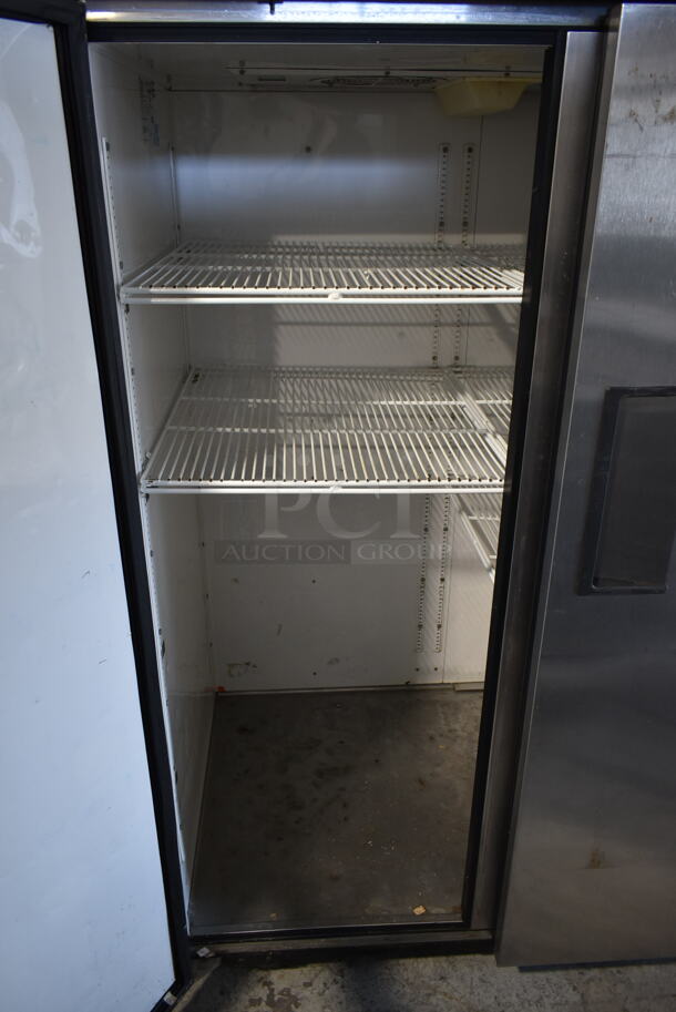 2012 True TG2R-2S ENERGY STAR Stainless Steel Commercial 2 Door Reach In Cooler w/ Poly Coated Racks on Commercial Casters. 115 Volts, 1 Phase. Tested and Working! - Image 5 of 8