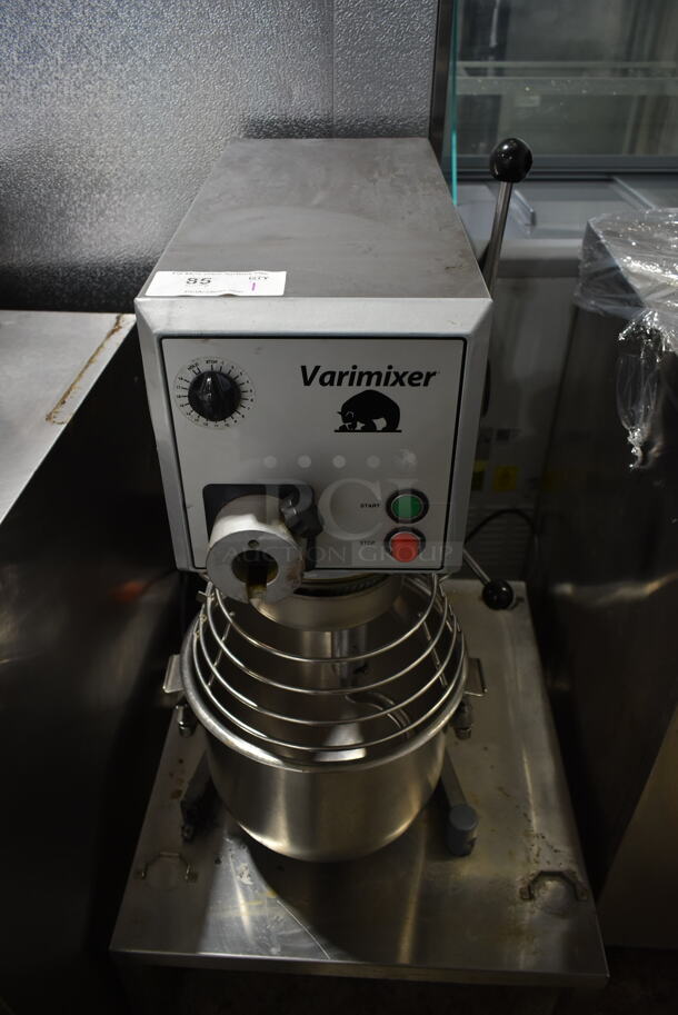 Varimixer W20 Metal Commercial Countertop 20 Quart Planetary Dough Mixer w/ Stainless Steel Mixing Bowl, Bowl Guard and Dough Hook Attachment. 110 Volts, 1 Phase. Tested and Working!