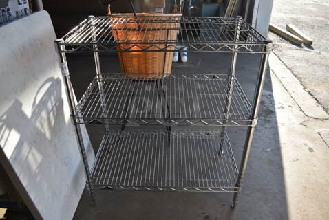 Metro Chrome Finish 3 Tier Shelving Unit. 30x18x34