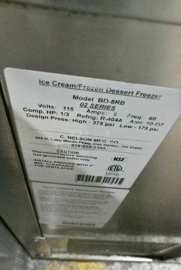 C Nelson BD-8RB Stainless Steel Commercial Chest Freezer w/ 2 Center Hinge Lids on Commercial Casters. 115 Volts, 1 Phase. Tested and Powers On But Does Not Get Cold - Image 7 of 7