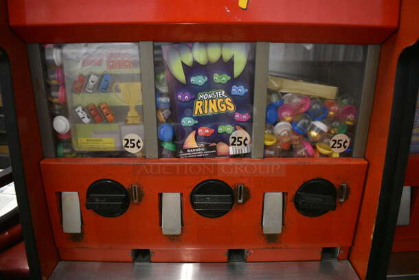 Red Floor Style 5 Compartment Toy Vending Machine. 22x23x27 - Image 4 of 5