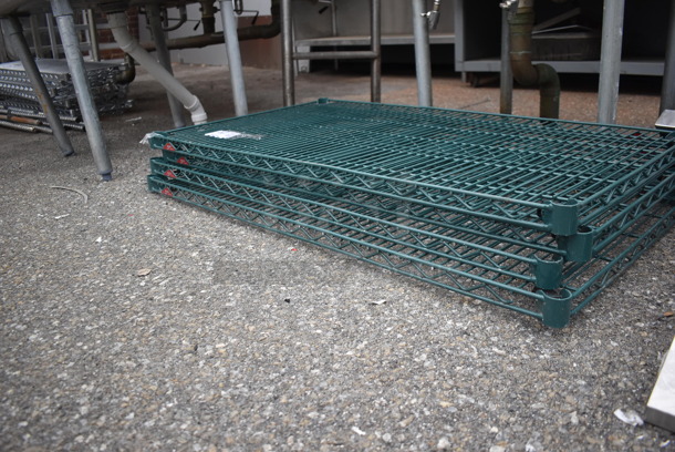 Disassembled Polycoated Rack Shelving Unit In Green With Legs  - Image 3 of 4
