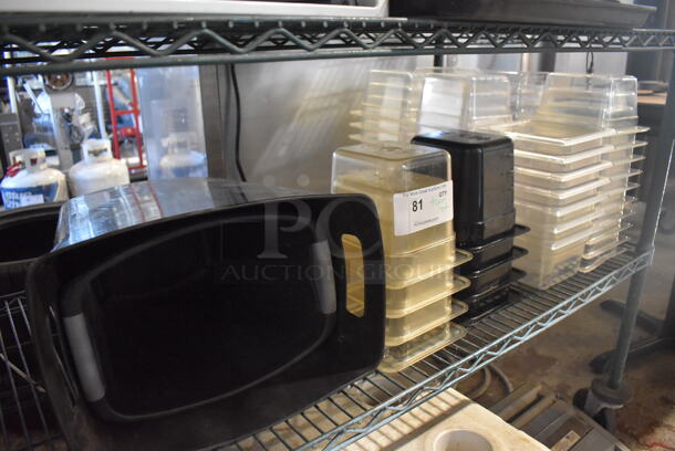 ALL ONE MONEY! Tier Lot of Various Items Including 2 Trash Cans, 8 Poly 1/6x6 Drop In Bins and 57 Poly 1/6x4 Drop In Bins. - Image 1 of 4