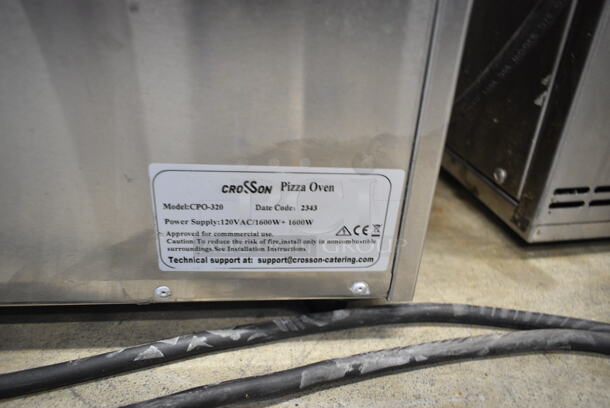 BRAND NEW SCRATCH AND DENT! 2023 Crosson CPO-320 Stainless Steel Commercial Countertop Electric Powered 2 Deck Pizza Oven w/ Cooking Stones. 120 Volts, 1 Phase. Tested and Bottom Deck Is Working But Top Deck Does Not Get Warm - Image 8 of 8