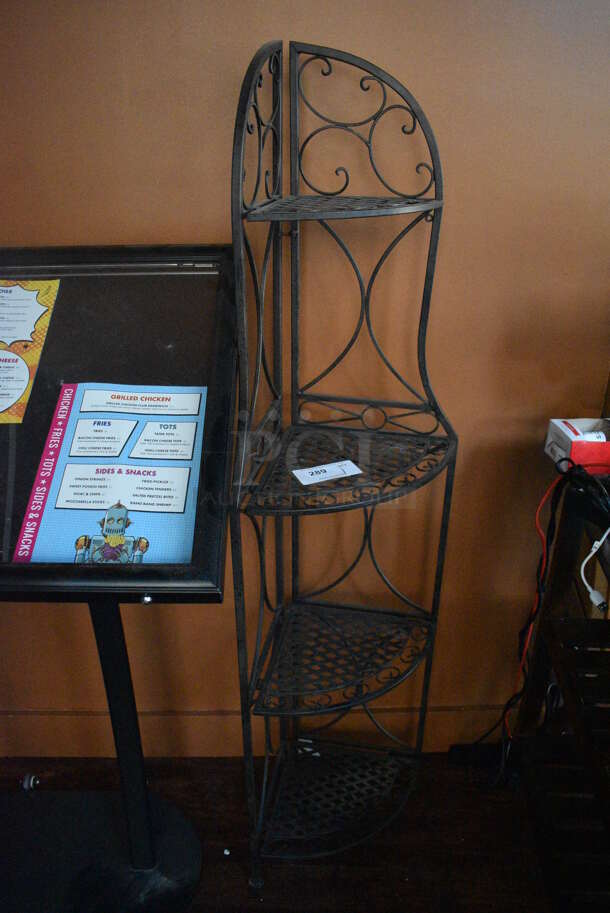 Black Metal Mesh 4 Tier Corner Shelving Unit. 12x12x61. (lounge) - Image 4 of 4