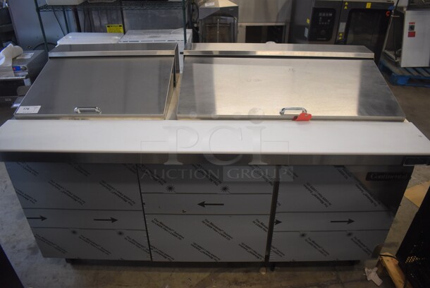 BRAND NEW! Continental SW72-30M Stainless Steel Commercial Sandwich Salad Prep Table Bain Marie Mega Top on Commercial Casters. 115 Volts, 1 Phase. 72x34x42. Tested and Working!