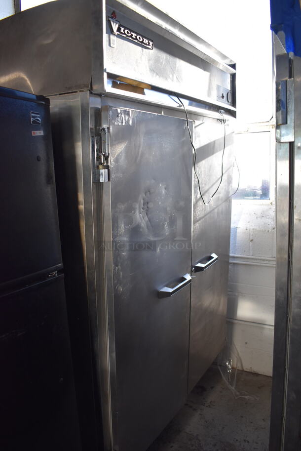 Victory FS-2D-S7 Stainless Steel Commercial 2 Door Reach In Cooler. 115 Volts, 1 Phase. 52x35x82. Tested and Working! - Image 1 of 5