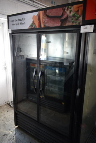2021 True TVM-48SL-HC-VM01 Metal Commercial 2 Door Reach In Cooler Merchandiser w/ Metal Shelf Racks. 115 Volts, 1 Phase. Tested and Working!