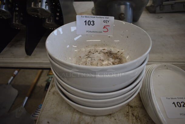 5 White Ceramic Bowls. 8.5x8.5x3.5. 5 Times Your Bid!