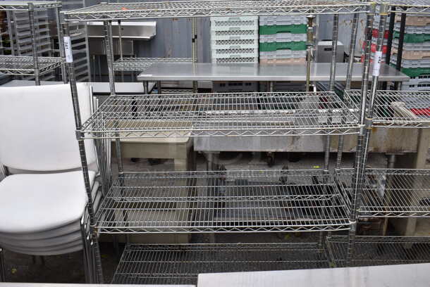Chrome Finish 4 Tier Wire Shelving Unit. BUYER MUST DISMANTLE. PCI CANNOT DISMANTLE FOR SHIPPING. PLEASE CONSIDER FREIGHT CHARGES. 48x24x63 - Image 2 of 4