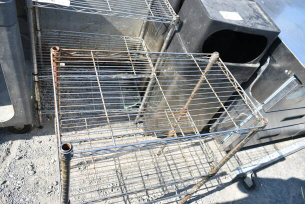 2 Chrome Finish 3 Tier Wire Shelving Unit. 2 Times Your Bid! BUYER MUST DISMANTLE. PCI CANNOT DISMANTLE FOR SHIPPING. PLEASE CONSIDER FREIGHT CHARGES. - Image 3 of 5