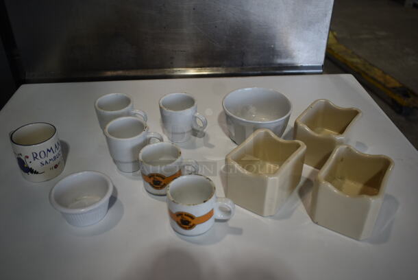 ALL ONE MONEY! Lot of Various White Ceramic Dishes; Sugar Caddies, Mugs and Bowl