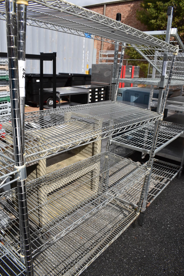 Chrome Finish 4 Tier Wire Shelving Unit. BUYER MUST DISMANTLE. PCI CANNOT DISMANTLE FOR SHIPPING. PLEASE CONSIDER FREIGHT CHARGES. 48x18x63 - Image 2 of 2