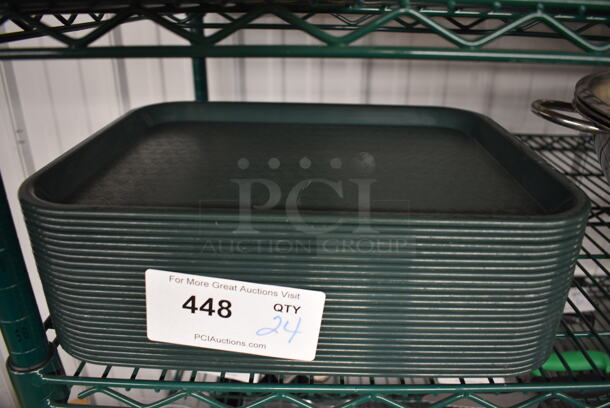 24 Green Poly Food Trays. 14x11x1. 24 Times Your Bid!