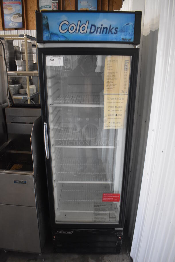 Turbo Air TGM-14RV Metal Commercial Single Door Reach In Cooler Merchandiser w/ Poly Coated Racks. 115 Volts, 1 Phase. 24x25x74. Tested and Working!