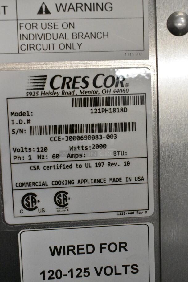 BRAND NEW SCRATCH AND DENT! CresCor 121PH1818D Deluxe Proofing and Holding Cabinet on Commercial Casters. 120 Volts, 1 Phase. Tested and Working! - Image 5 of 5