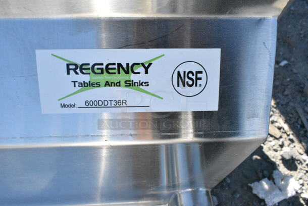 BRAND NEW SCRATCH AND DENT! Regency 600DDT36R 16 Gauge 3' Soiled / Dirty Dish Table - Right Drainboard. No Legs.  - Image 3 of 3