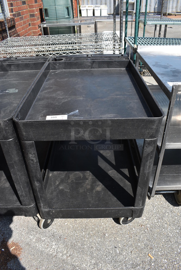 Black Poly 2 Tier Cart on Commercial Casters. 45x26x33