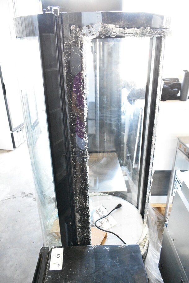 Avantco 193BCR15HCB Metal Commercial Black Circular Glass Refrigerated Display Case. See Pictures for Damage. 115 Volts, 1 Phase. Tested and Working! - Image 4 of 6