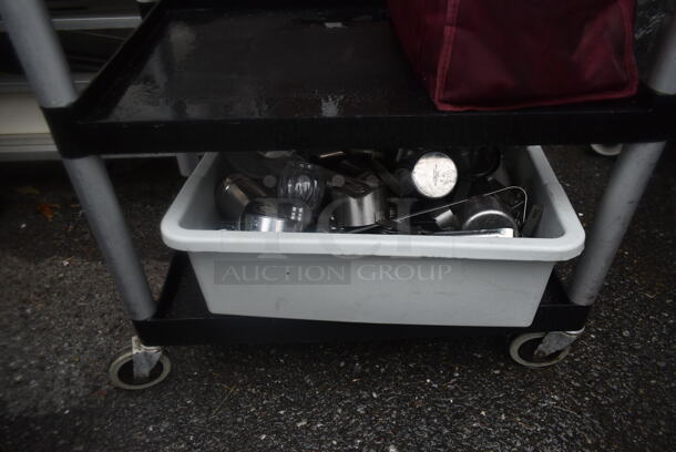 Black Poly 3 Tier Cart w/ Contents on Commercial Casters. - Image 4 of 4