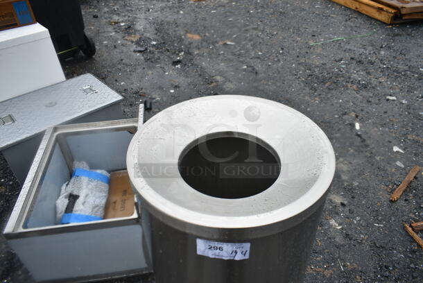 Metal Cylindrical Trash Can Shell.  - Image 3 of 5