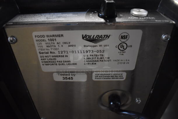 Vollrath 1001 Cayenne Stainless Steel Commercial Countertop Food Warmer. 120 Volts, 1 Phase. 14x22x9. Tested and Working! - Image 4 of 4