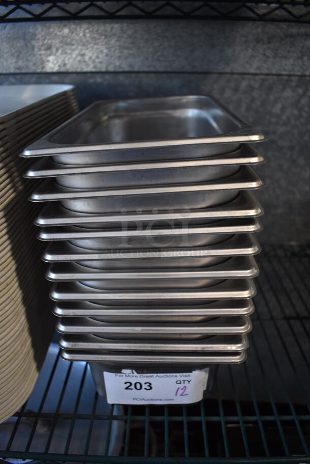 12 Stainless Steel 1/3 Size Drop In Bins. 1/3x4. 12 Times Your Bid!