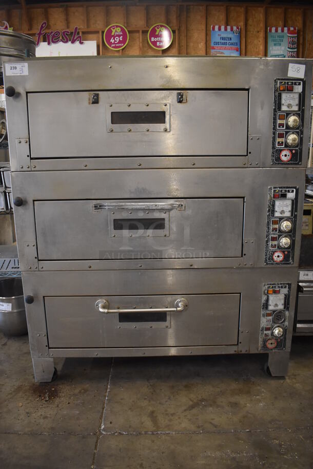 3 Stainless Steel Single Deck Electric Powered Bakery Pizza Ovens on Metal Legs. 220 Volts. 56x39x65. 3 Times Your Bid! - Image 10 of 10
